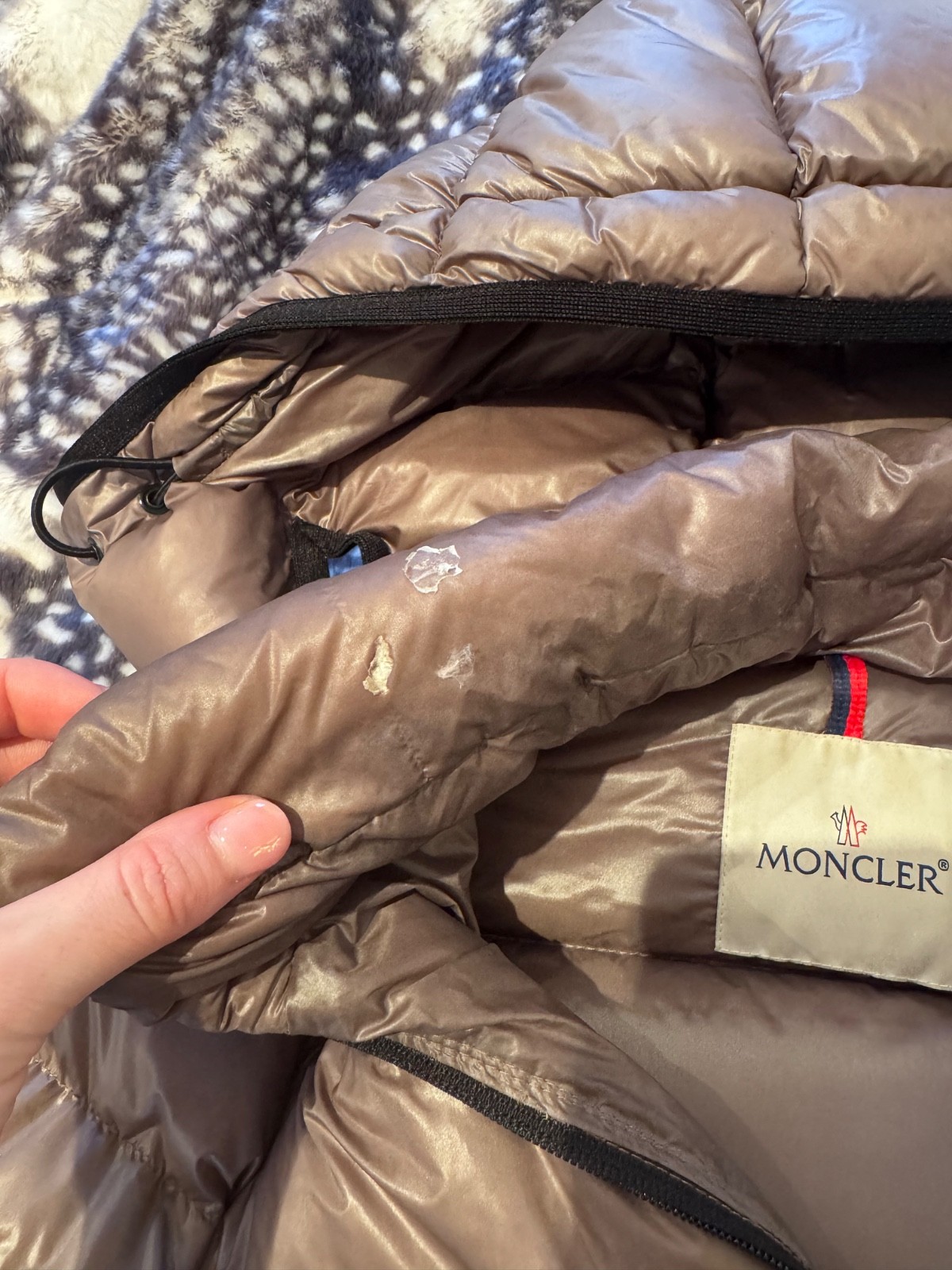 moncler beige/brown womens puffer jacket