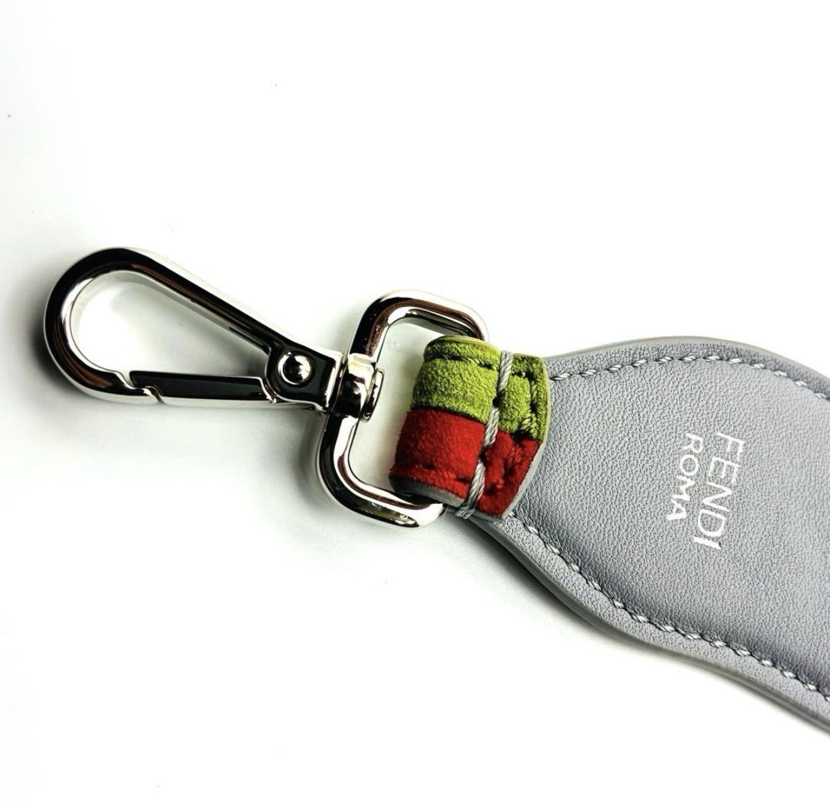 FENDI Strap You Shoulder Strap Wavy Multicolor Suede Leather Silver Authentic