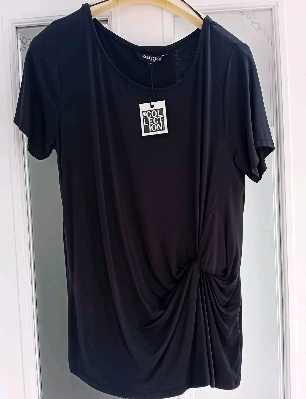 Debenhams The Collection Ladies Black Jersey Ruched Top Uk 14 BNWT