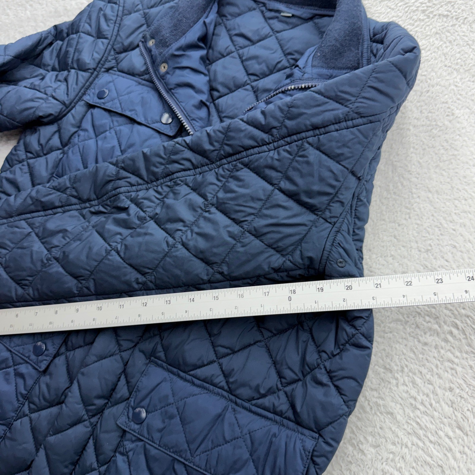 Bonobos Banbury Quilted Jacket Mens Medium Slim Fit Navy Blue Diamond Field Coat
