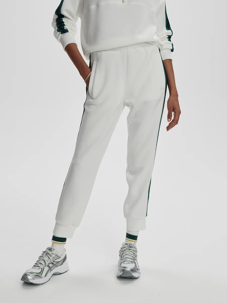 Varley DoubleSoft Slim Stripe Cuff Pants 26″ White Jogger Sweatpant XXS NWT $120