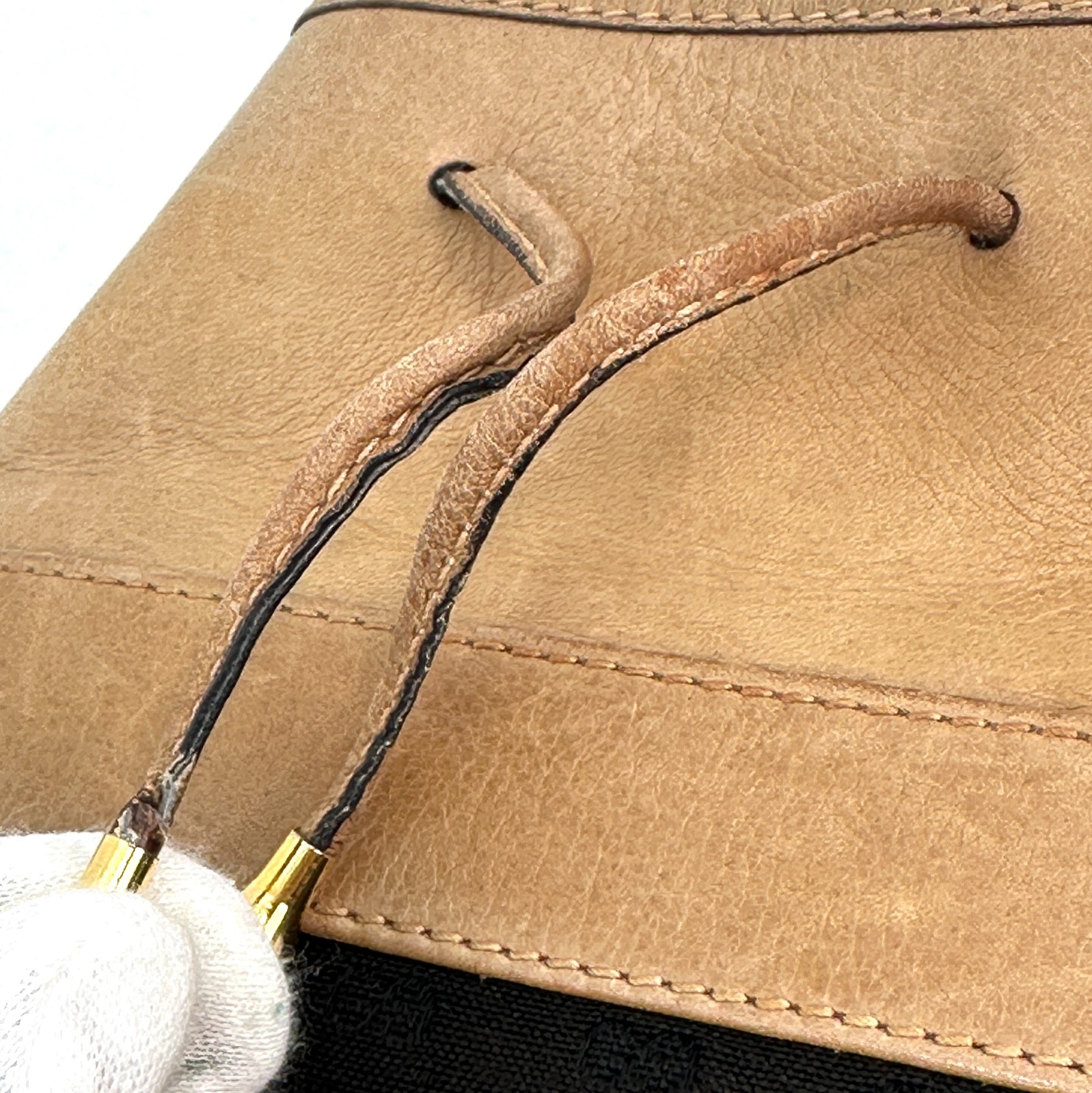 Gucci Vintage Black Brown Canvas Leather Drawstring Mini Bucket Bag Mcro GG Auth