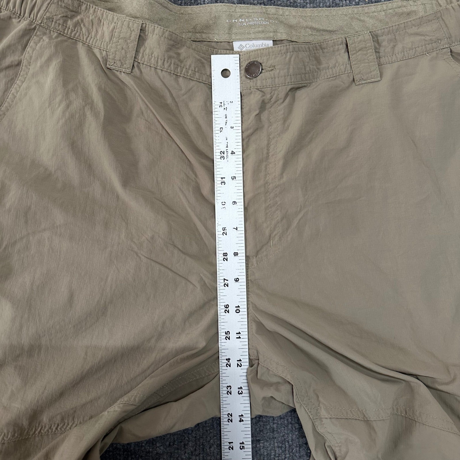 Columbia Pants Mens Size 42×30 Beige Convertible Cargo Hiking Outdoor Omni-Shade