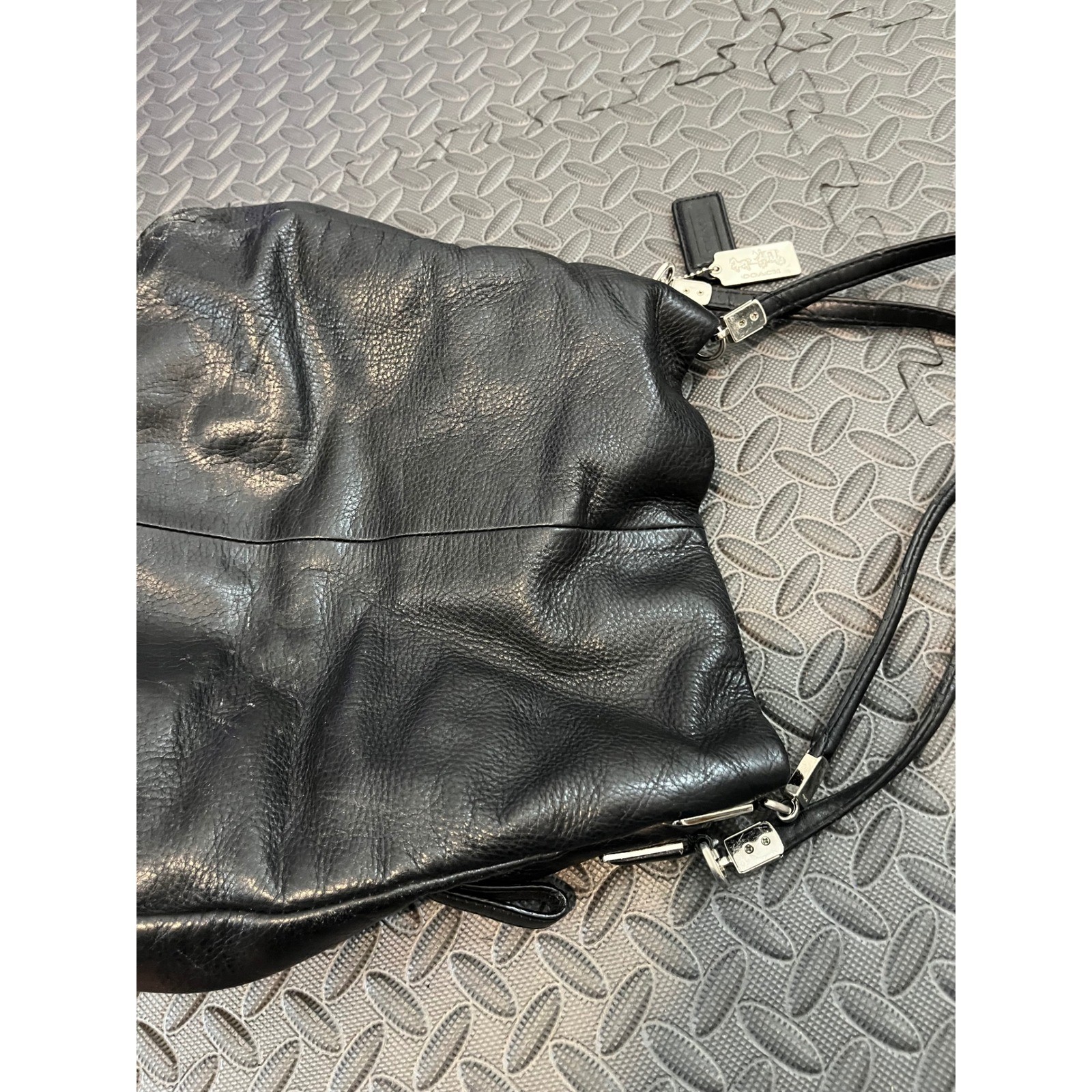 COACH MADISON PHOEBE Black Pebbled Leather Hobo Satchel Bag 26224 Purse