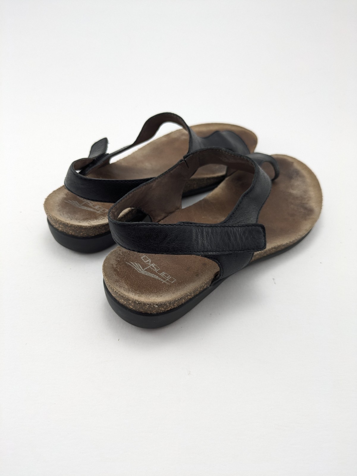 Womens Dansko Reece Waxy Black Burnished Leather Sandals 6024470200 Size 9-9.5