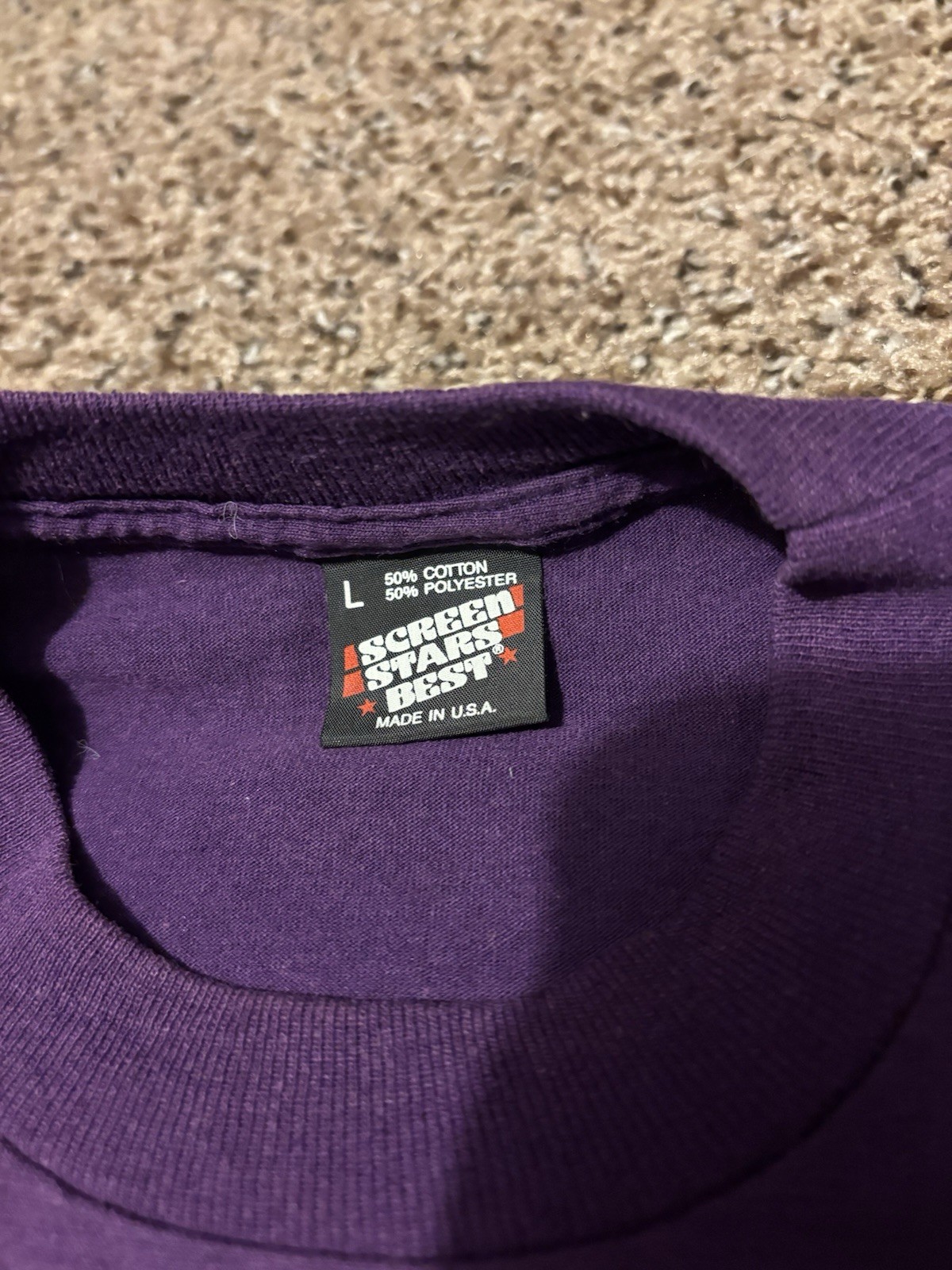 Vintage 90s Single Stitch Purple Screen Stars Best Heart Graphic T Shirt USA L