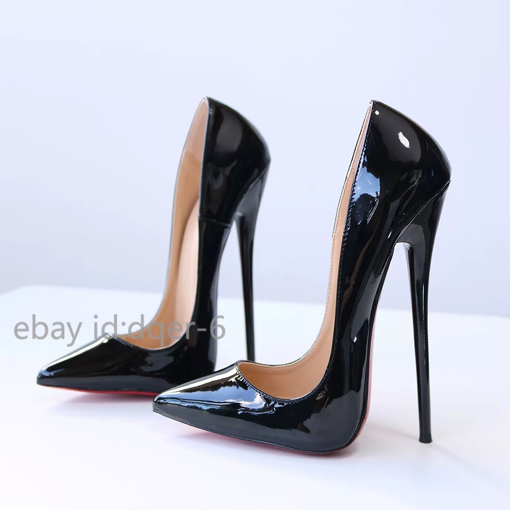 Customize 16CM Extreme High Heels Black Patent Pointed Toe Unisex Design Man
