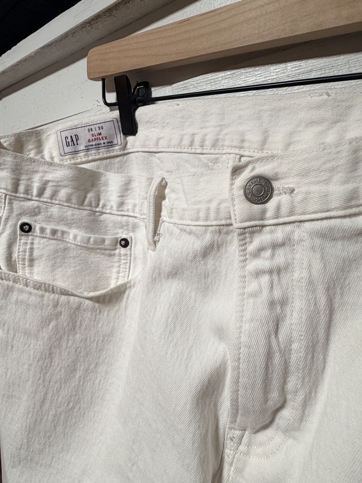 Gap Jeans Mens tagged 38×40 Denim Slim Fit White Cream Five Pocket Pants