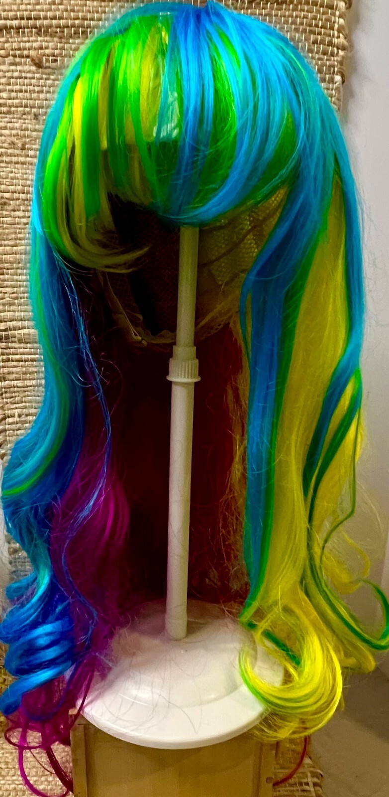 Leg Ave. Wig Rainbow Colored Long Synthetic Fiber Costume With Bangs