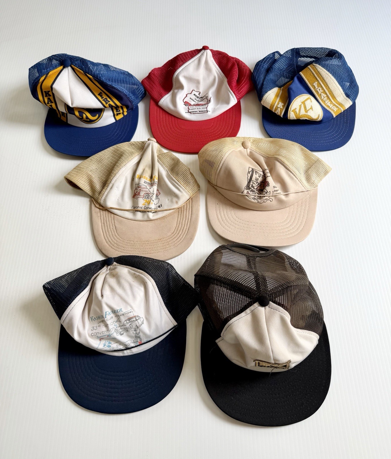 Lot Of 7 Vintage Kaiser Frazer Cars Mesh Trucker Hats Caps Snapback READ