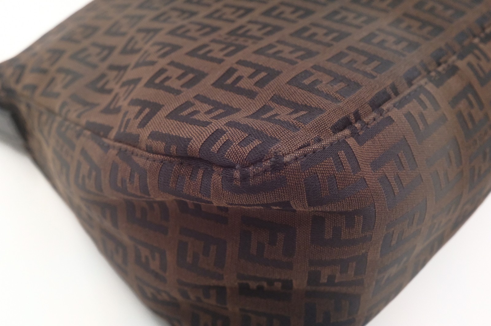 Authentic Fendi Zucchino Mamma Baguette Shoulder Bag 8BR001