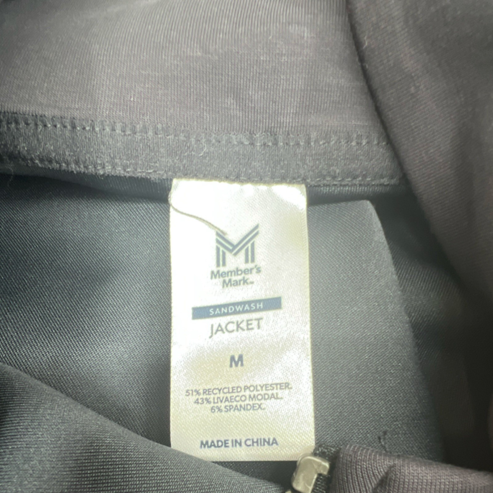 Member’s Mark Sandwash Jacket Black M Relaxed Fit Full Zip Mock Collar Pockets