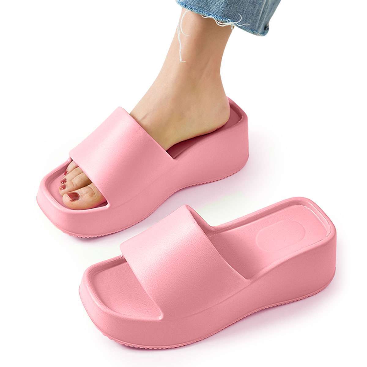 Womens Wedge High Heels Summer Platform Slippers Shoes Casual Peep Toe Sandals