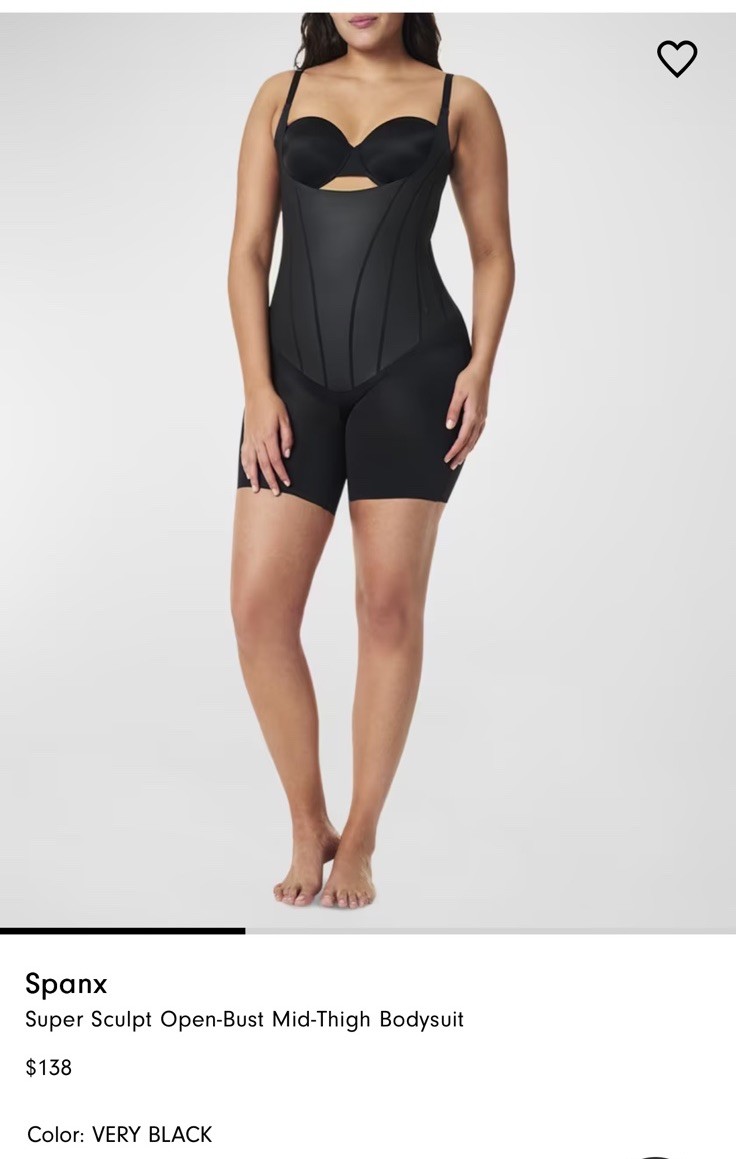 * $138 SPANXsculpt™ TotalContour Open-Bust Mid-Thigh Bodysuit Plus Sz 3X/26-28 W