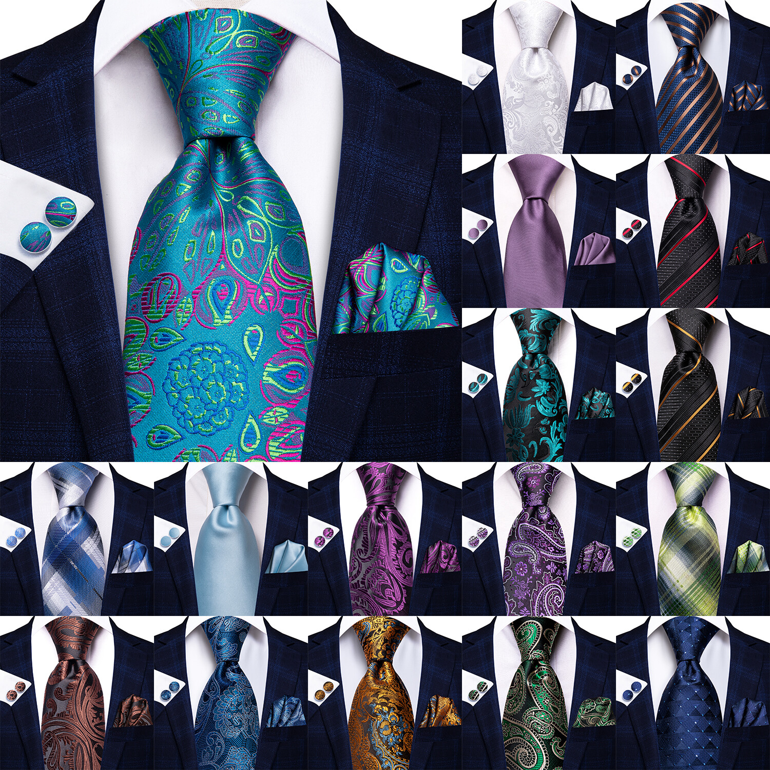 Yellow Mens Tie Set Necktie Hanky Cufflinks Optional Wedding Party Office