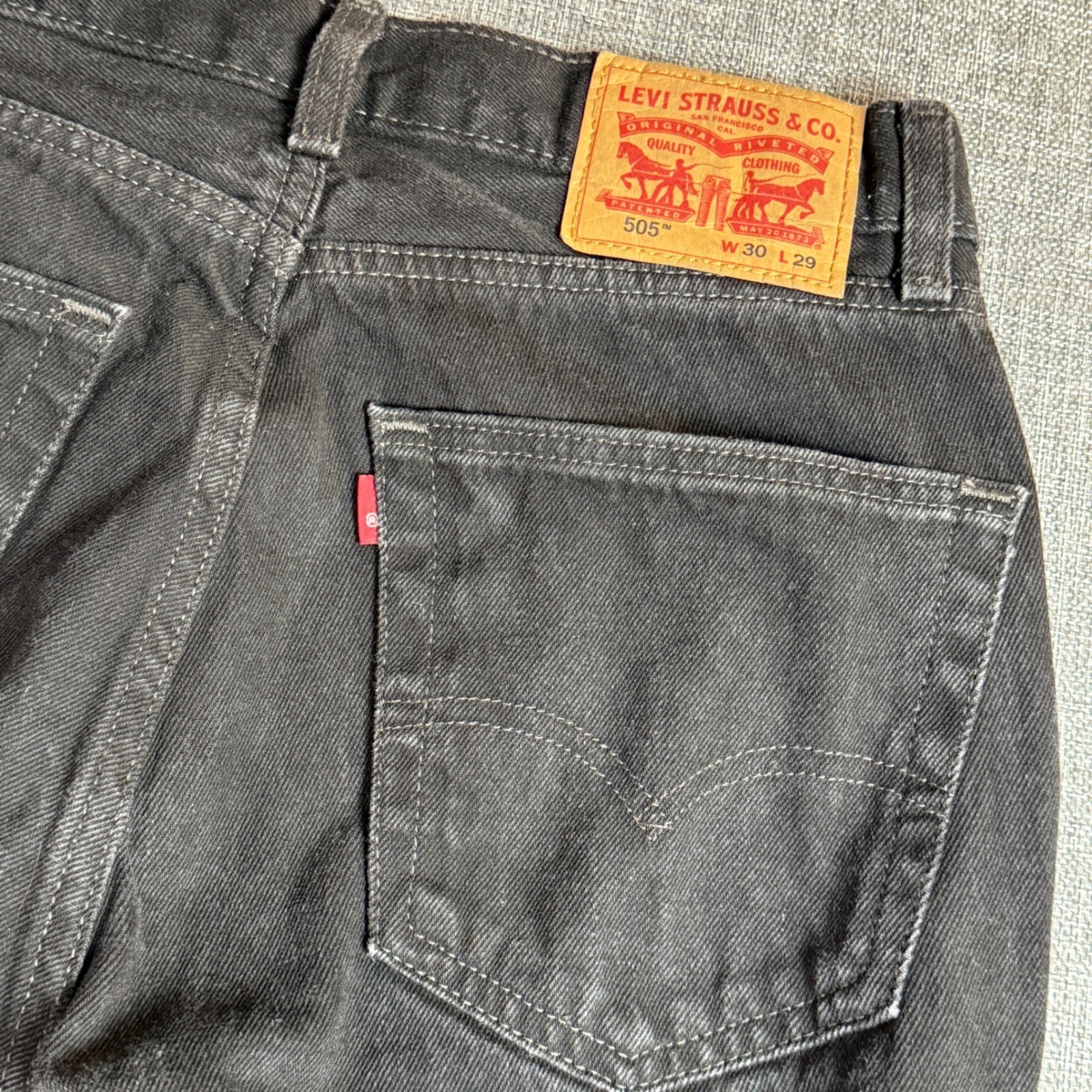 Levi’s 505 Jeans Mens Black Regular Fit Straight Leg Denim | 30×29