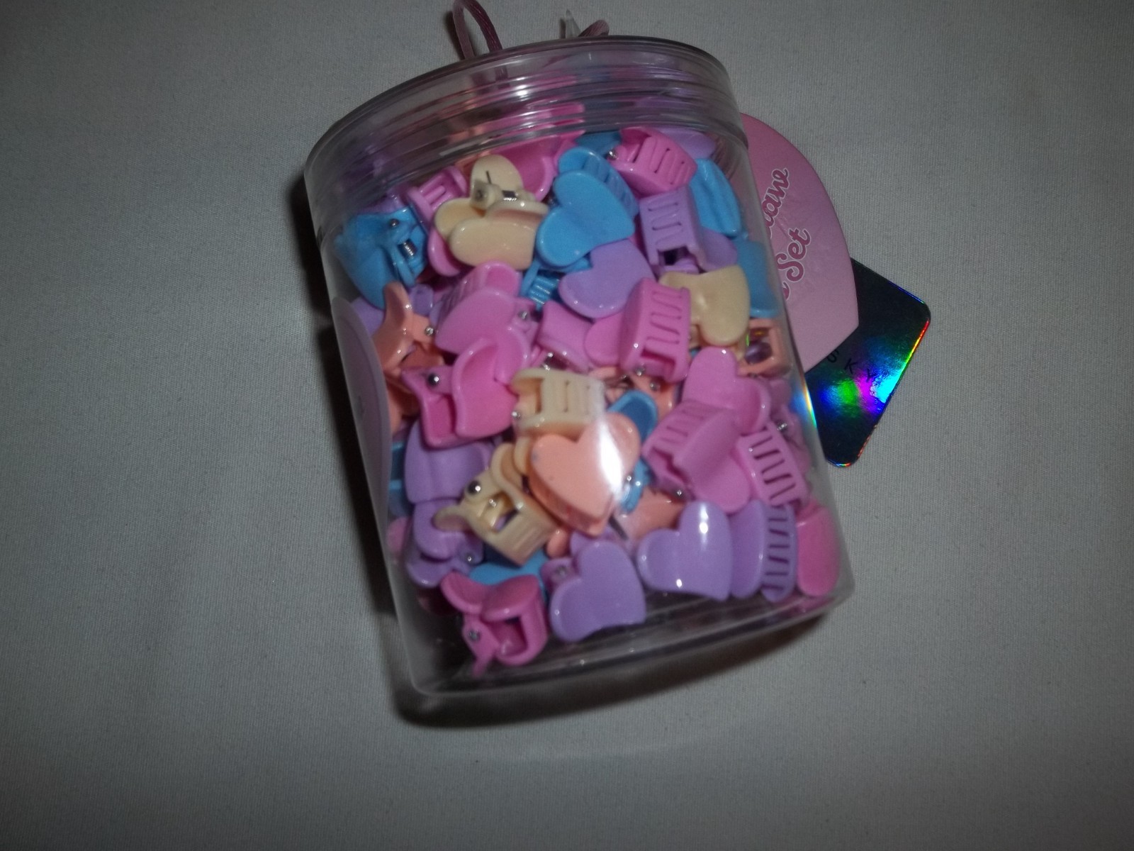 Under One Sky tween girls 130pc plastic pastel heart claw hair clips nip 80s