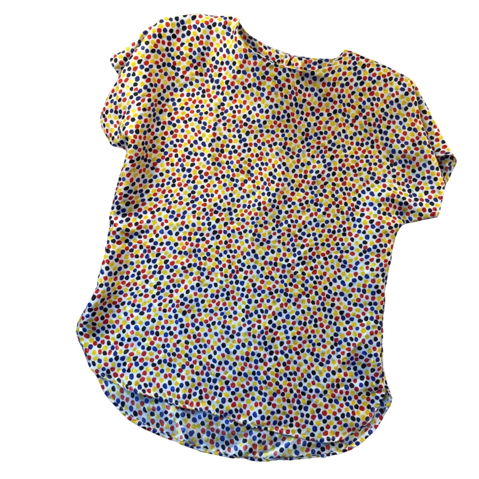 High Notes New York Vtg Polka Dot Blouse Primary Colors Short Sleeve S 6 Pop Art
