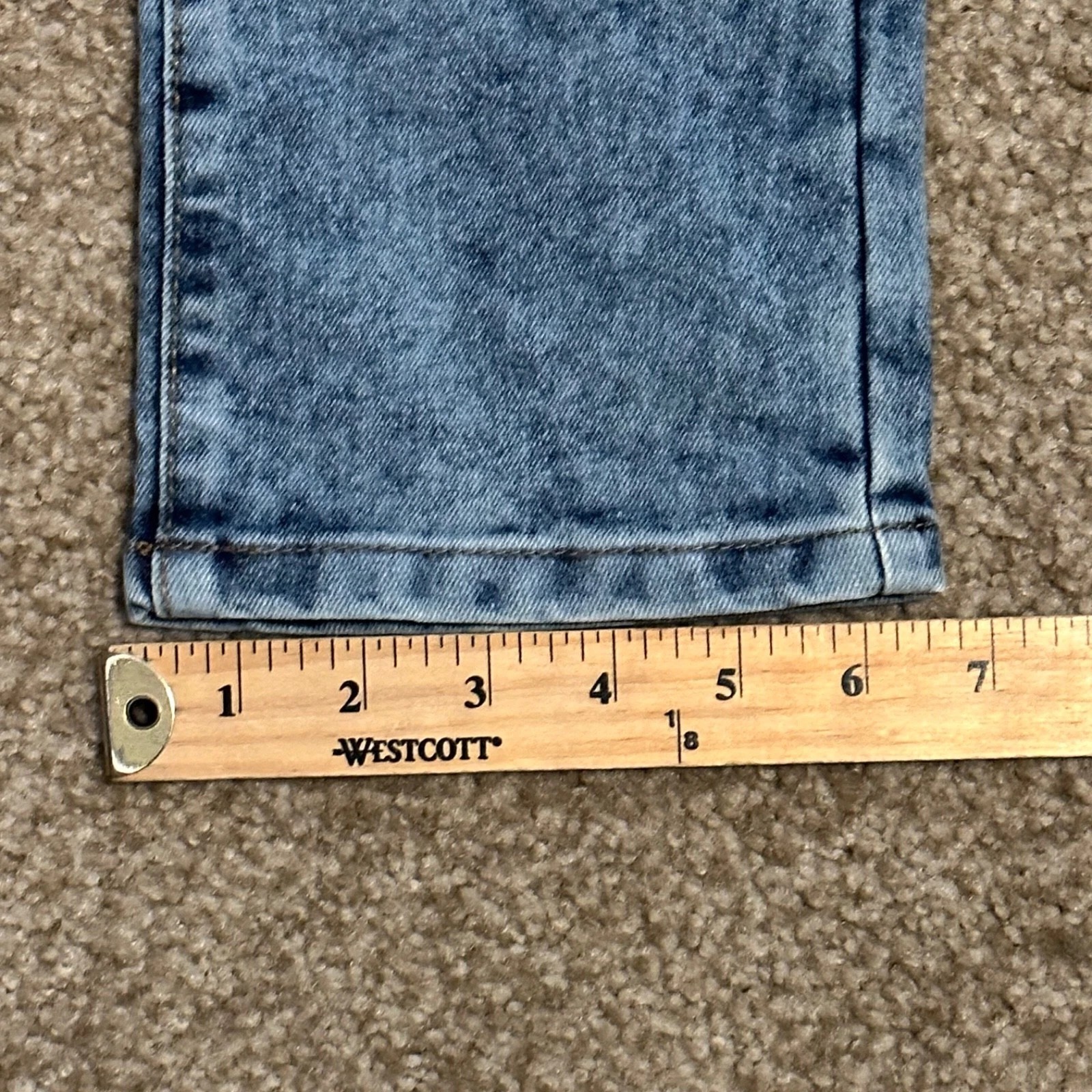 Mens Biker Jeans 30X30 Acid Wash Blue Moto Denim Ribbed Knee Zipper Slim Fit