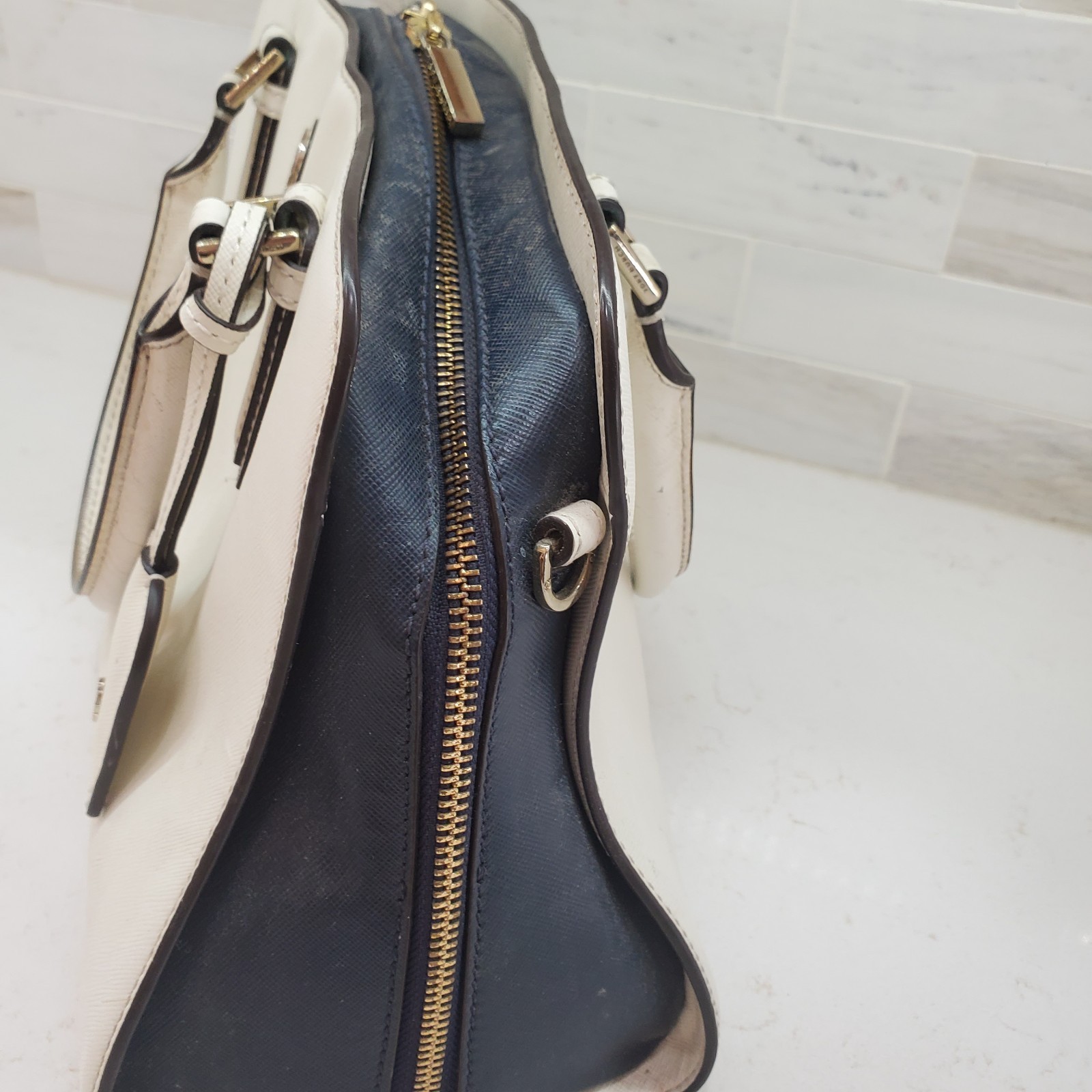 Tory Burch Curved Robinson Color Block Wear To Handles $408.10 Receipt Inside