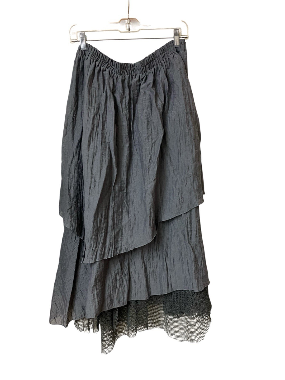 Pretty Angel Layered Midi Gray Asym Skirt Size XL 31 Festival Renaissance Fair