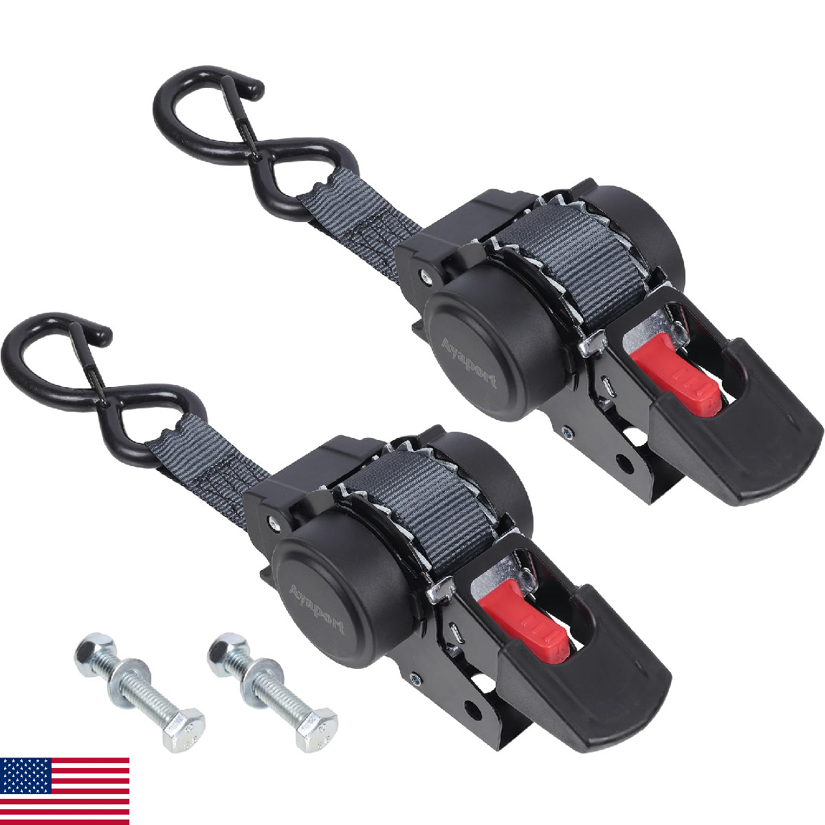 Ayaport Retractable Transom Tie Down Straps 1in X 10ft Tie Down Straps to Traile