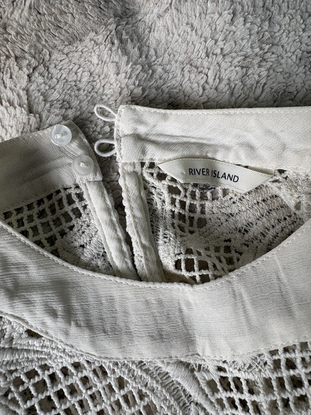 River Island Cream Crochet Blouse – Size M (12/14) – Boho Festival Summer