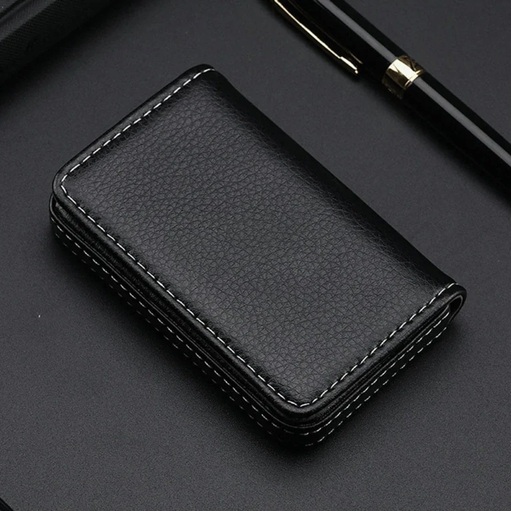 PU Leather Business Card Holder – Professional Wallet Pocket w/ Magnetic Closure