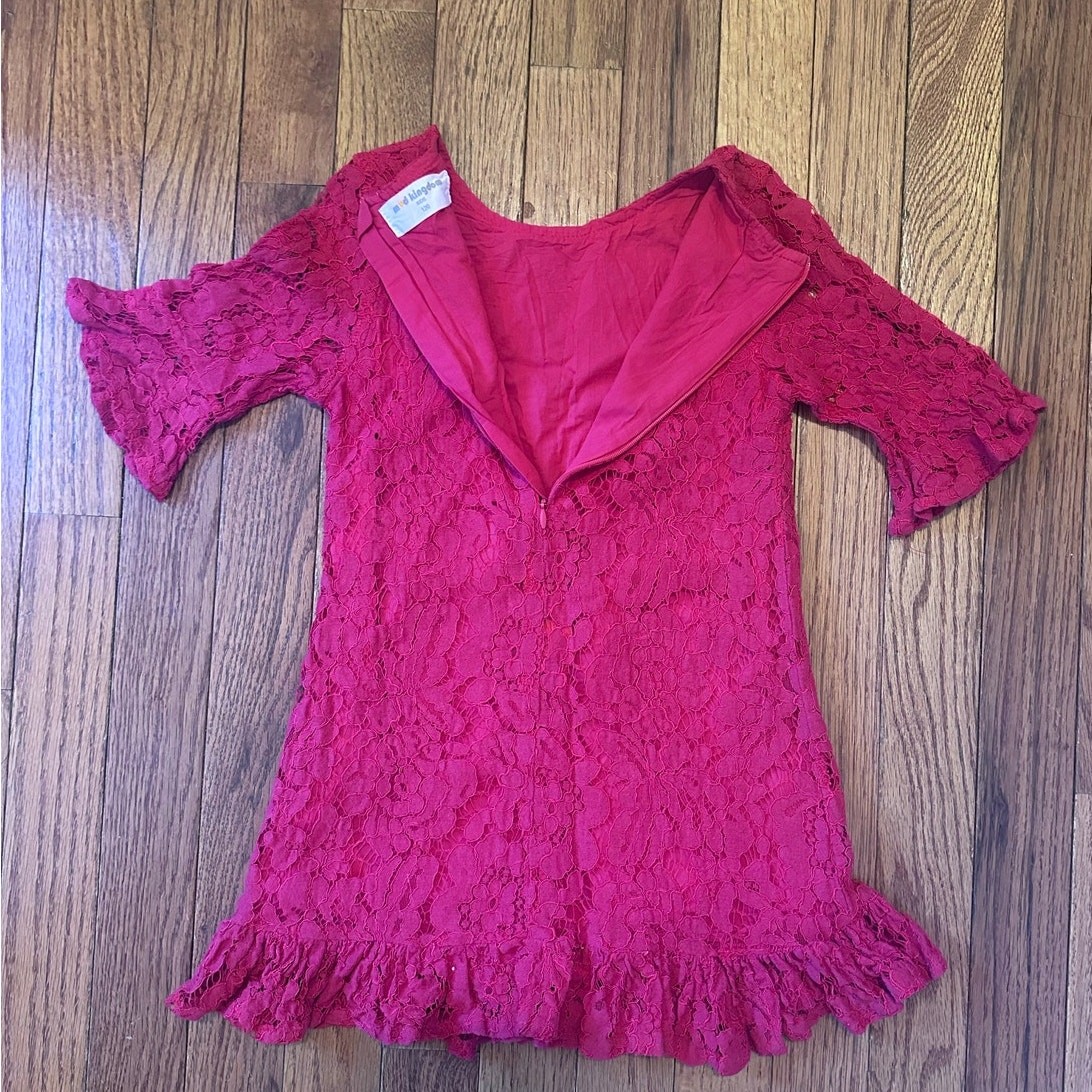 Mud Kingdom Girls Dress Red Lace dress size 5 *Brand size chart in photos