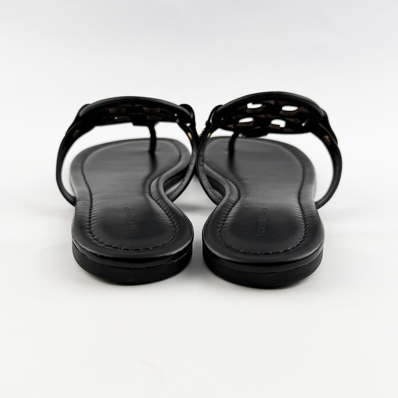 Tory Burch Women’s Miller Sandals Leather Perfect Black Thin Bottom Shoes US7-10