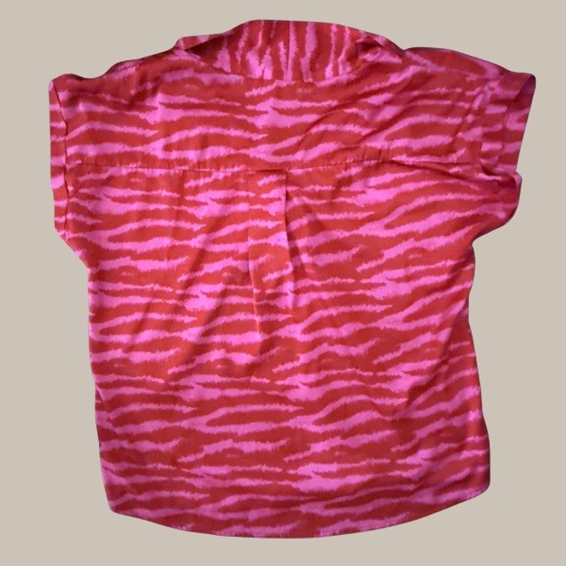 Entro Pink Zebra Animal Print V-Neck Sleeveless Blouse Top Small