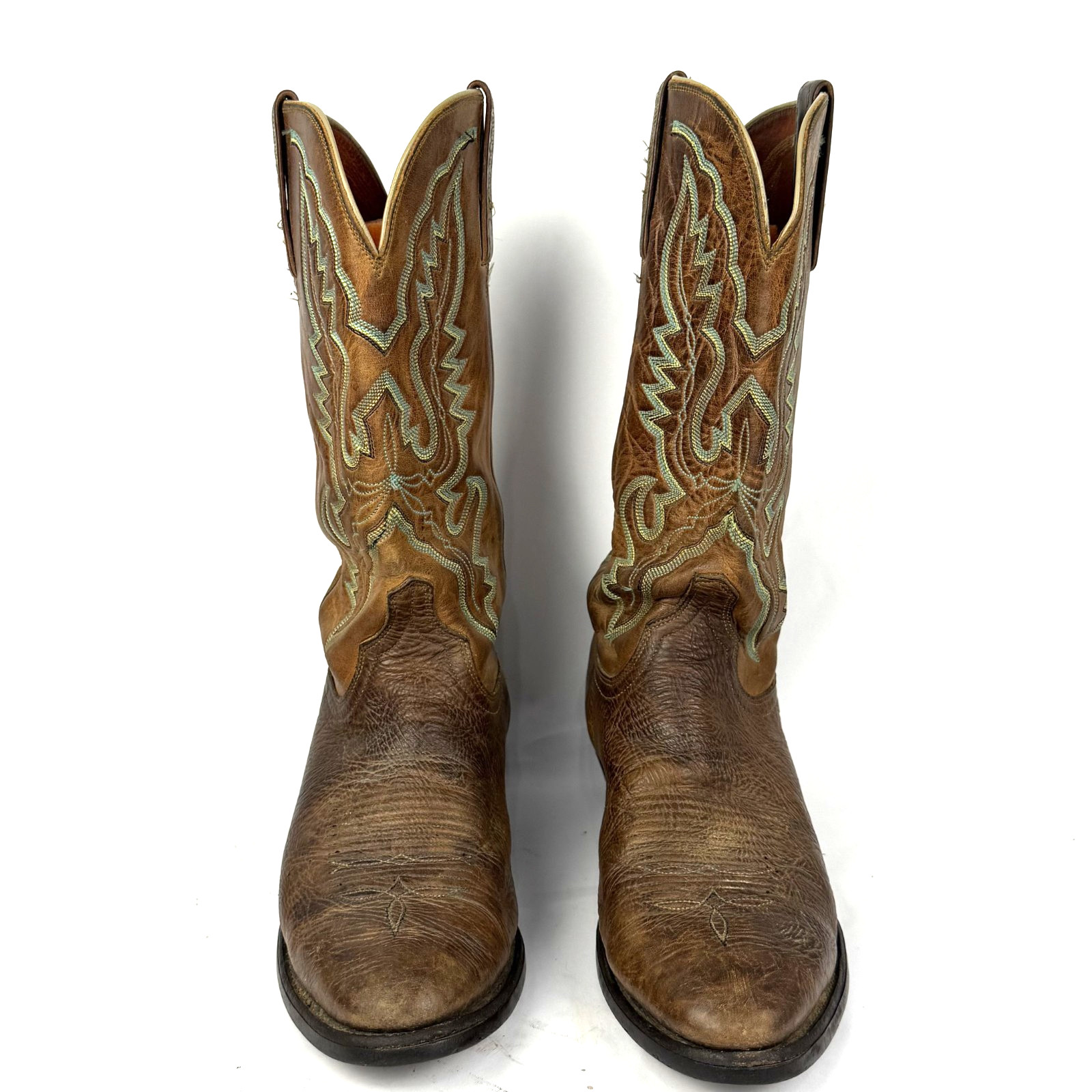 Lucchese 2000 Brown Bullhide Leather Round Toe T3253R Mens Cowboy Boots sz 9.5D