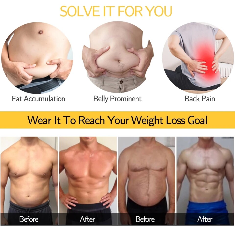 Men’s Waist Trainer Body Shaper Tummy Girdle Belt Belly Fat Burner Corsets S-3XL