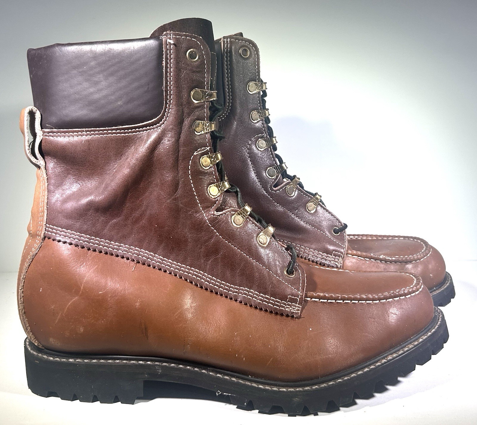 Iron Age Men’s Steel Toe Leather Work Boots Size 12 • 8 Eyelet Vibram Soles