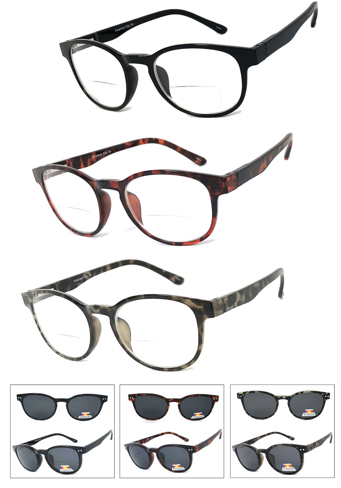 Inner BIFOCAL Sunglasses with Magnetic Magnet Polarized CLIP ON fishing readers