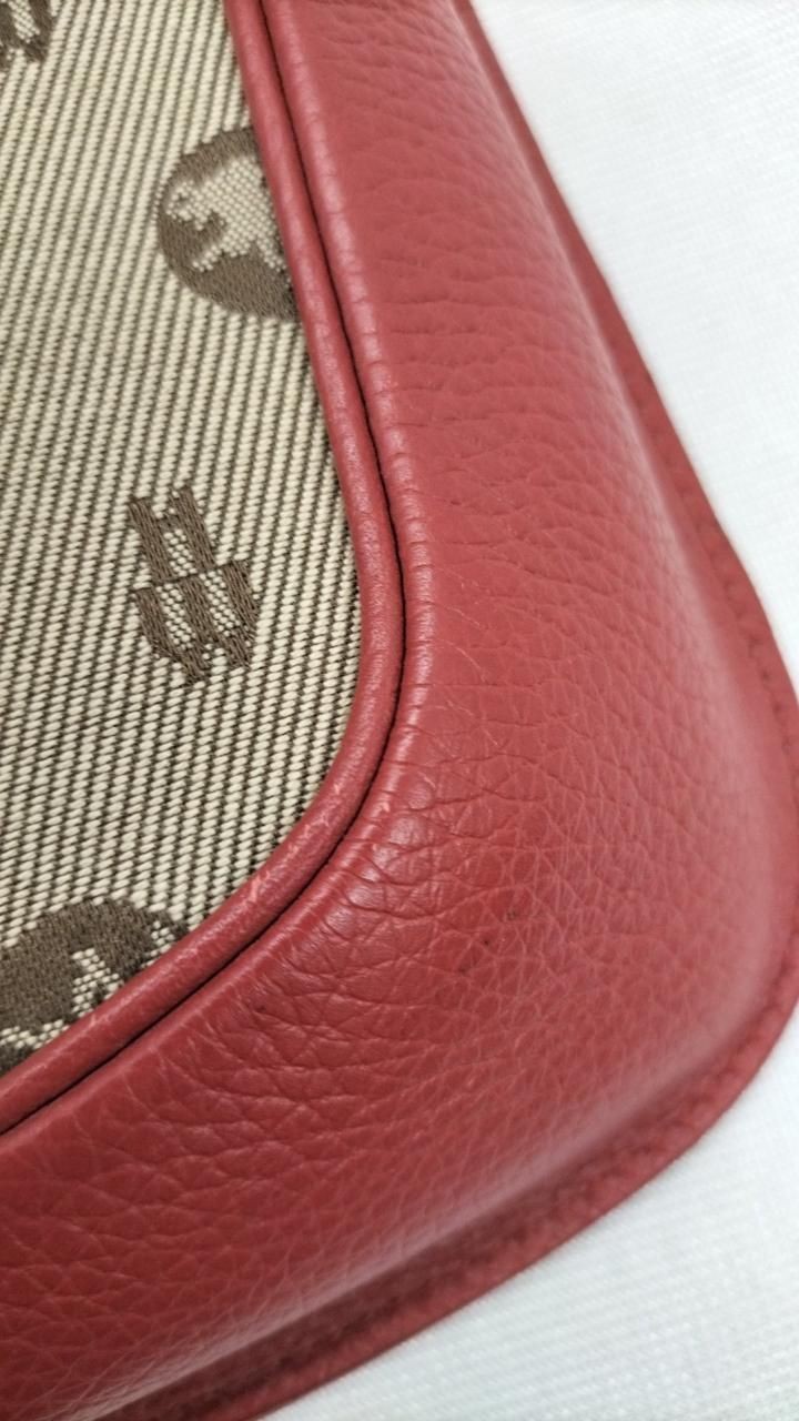 Hunting World canvas shoulder bag beige × red Used