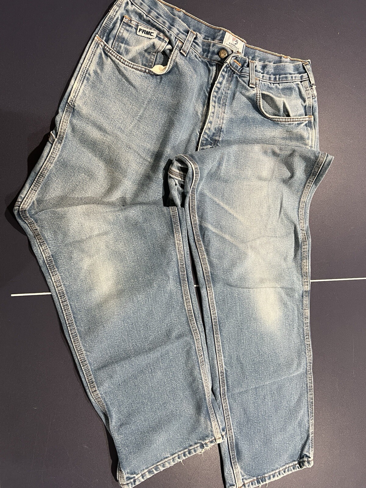 Tyndale Flame Resistant Jeans F290T FRMC Mens Sz 36×32 FRMC Denim Light Wash USA
