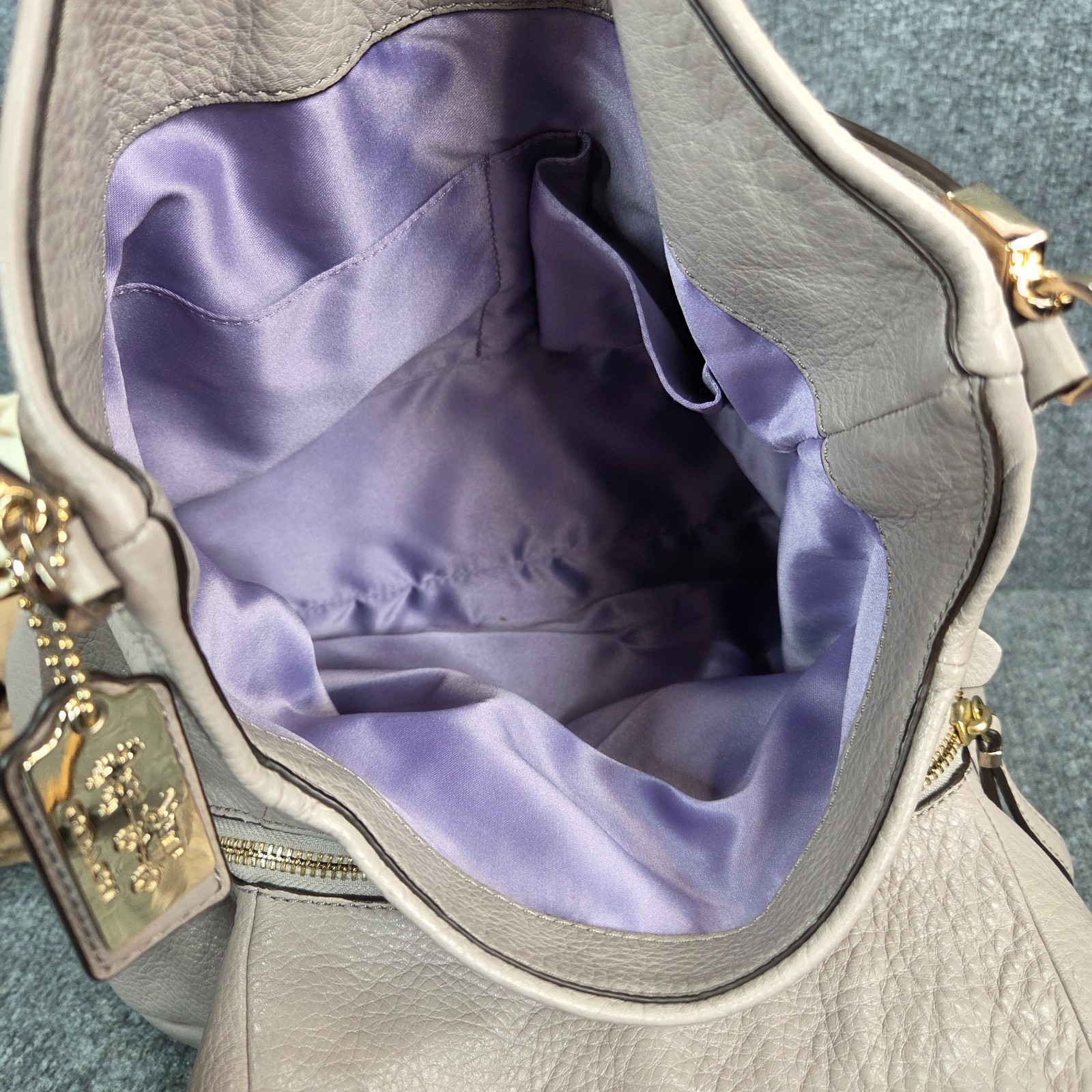 Coach Bag 26224 Madison Pebbled Leather Phoebe Shoulder Bag Taupe Preowned Clean