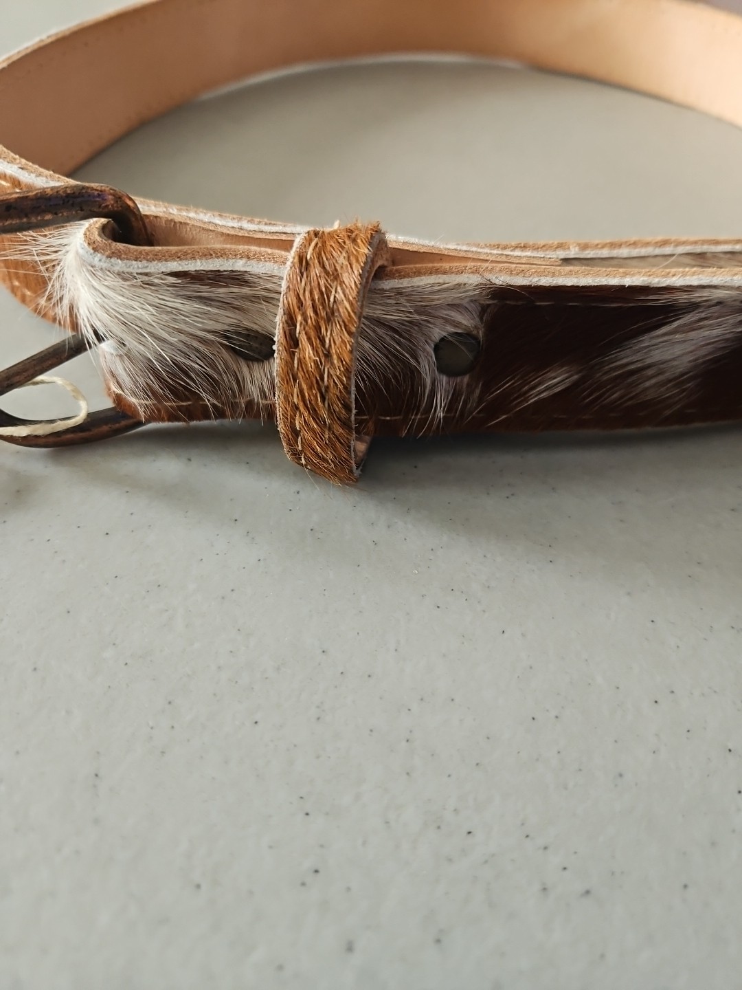 Handmade Cowhide Hair On Leather Belt, Brown White Natural Pattern, Western…