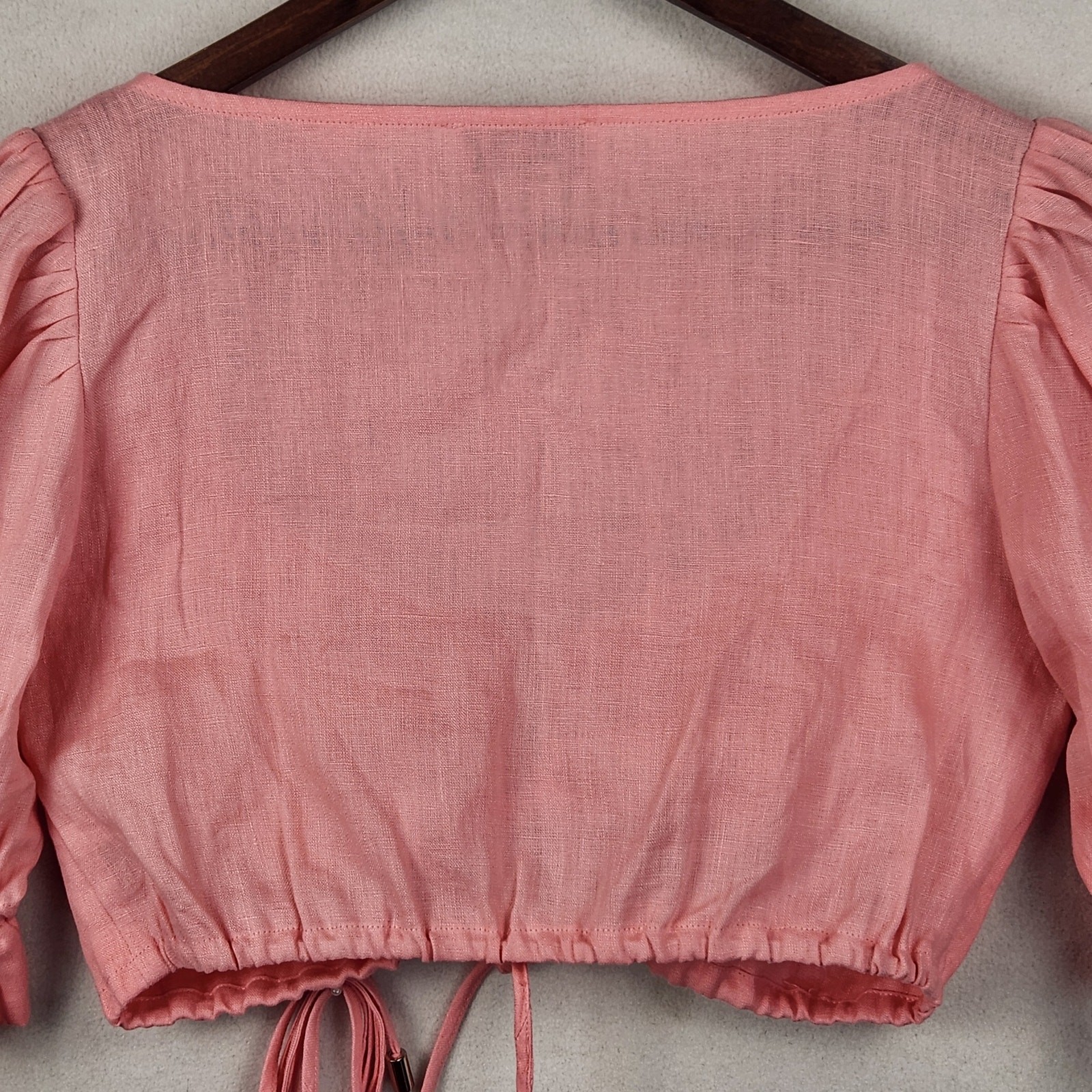 Ephemera Olympia Geranium Crop Blouse 100% Linen Women’s SZ 4