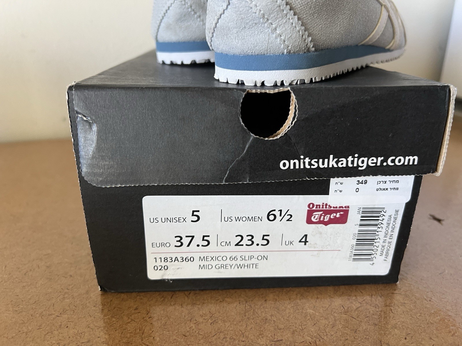 Onitsuka Tiger MEXICO 66 SLIP-ON Mid Grey/ White 1183A360 020 Sz 6.5 Women NWB