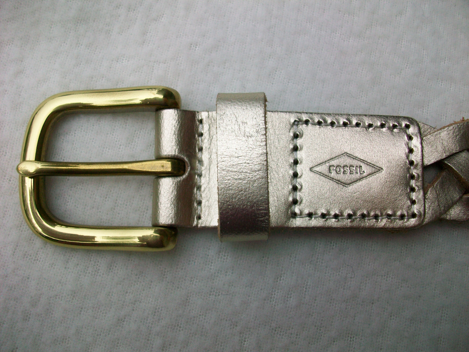 Fossil Womens Medium Width Belt Sz 31 32 34 Waist Gold Brown Braided