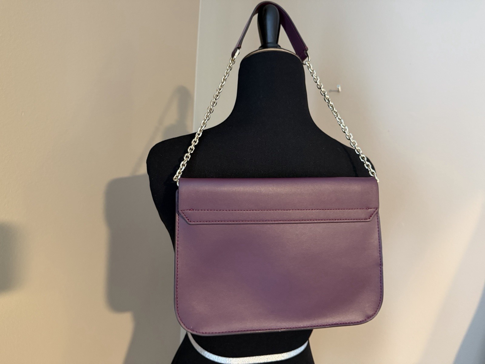 Kate Spade New York Purple Flap Shoulder Bag Chain Strap Lined Inner Pockets