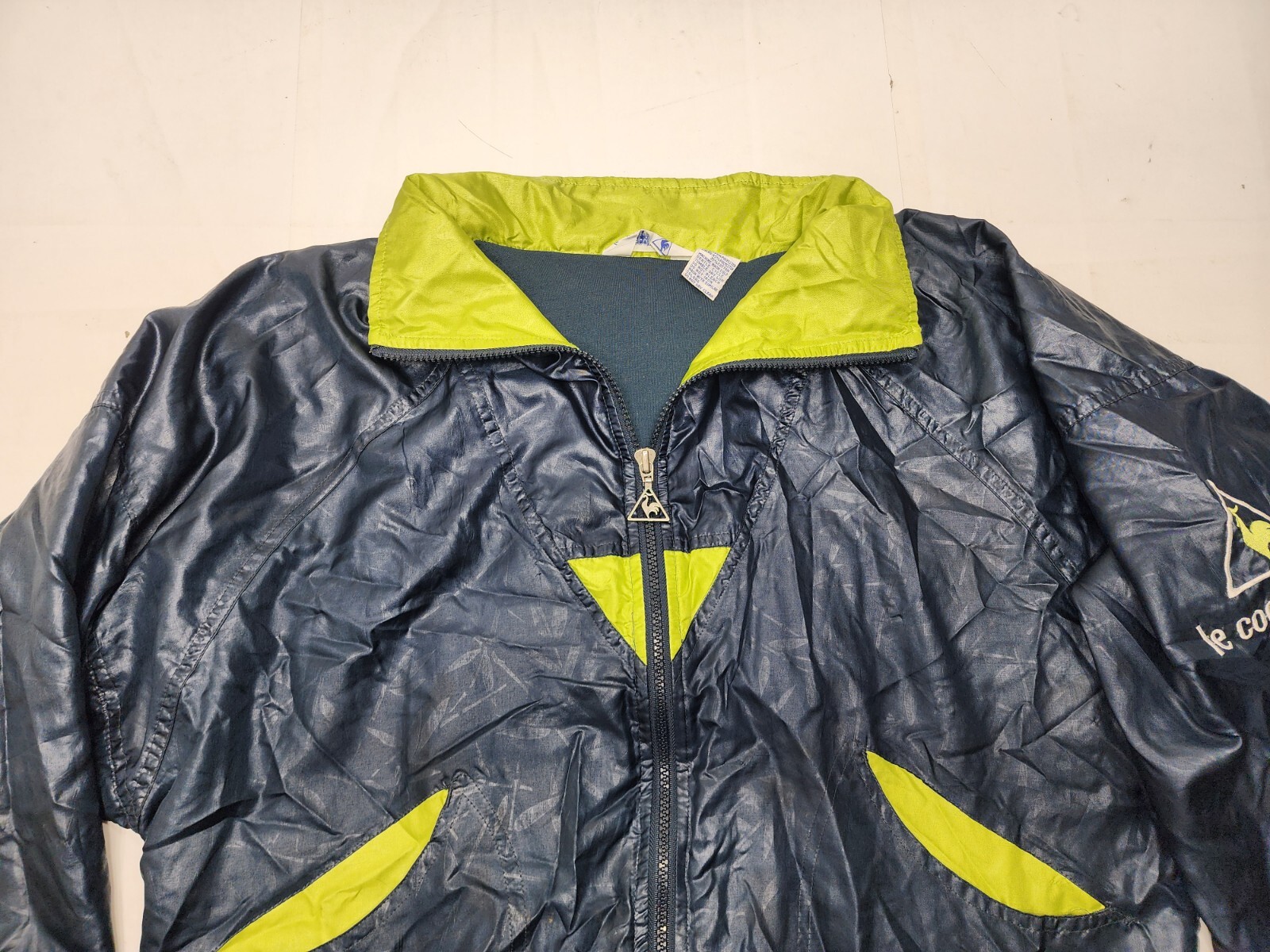 Vintage Le Coq Sportif Full Zip Lined Windbreaker Jacket Navy Size Med