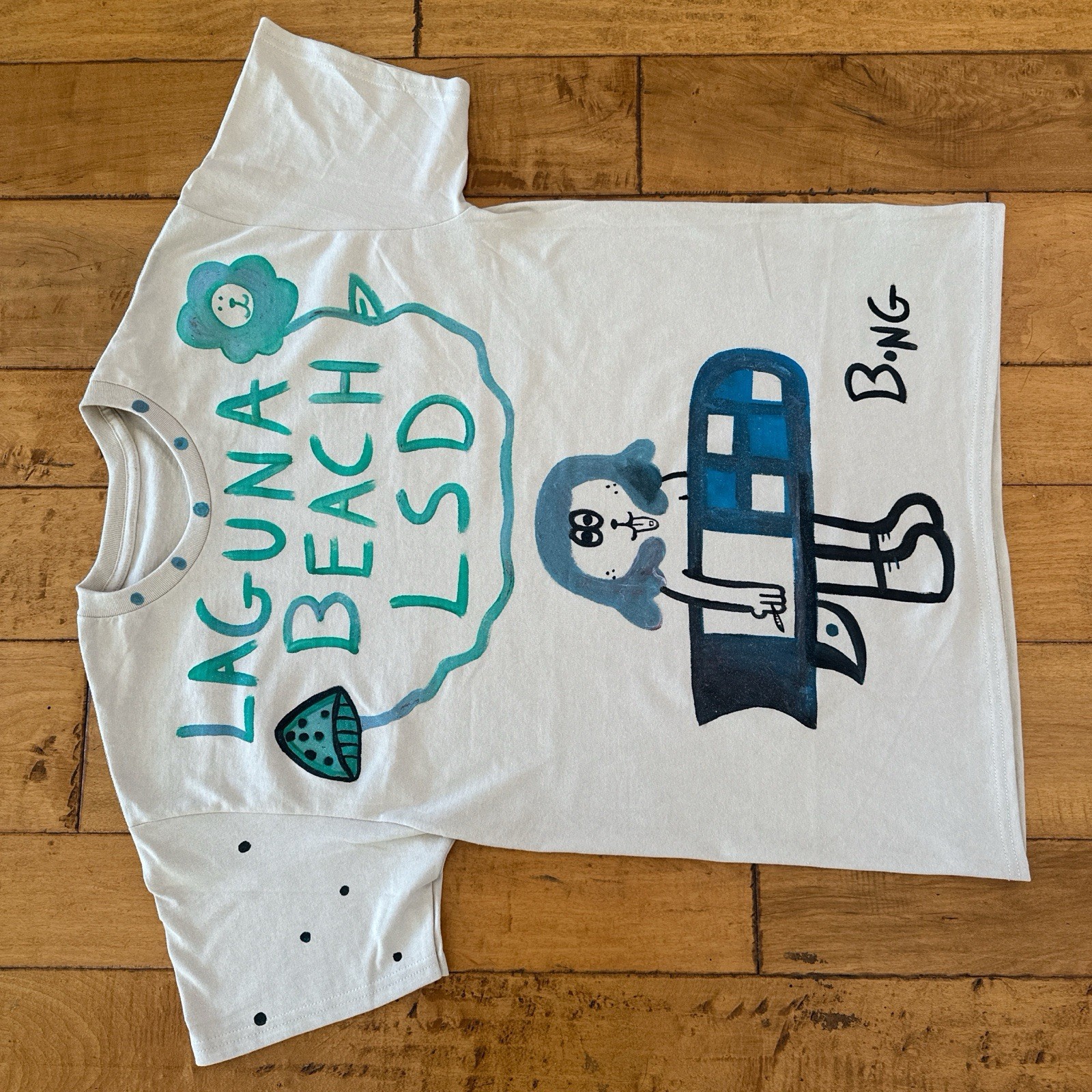 Laguna Beach LSD Graphic Art White Cotton Men’s Crew Neck T-Shirt
