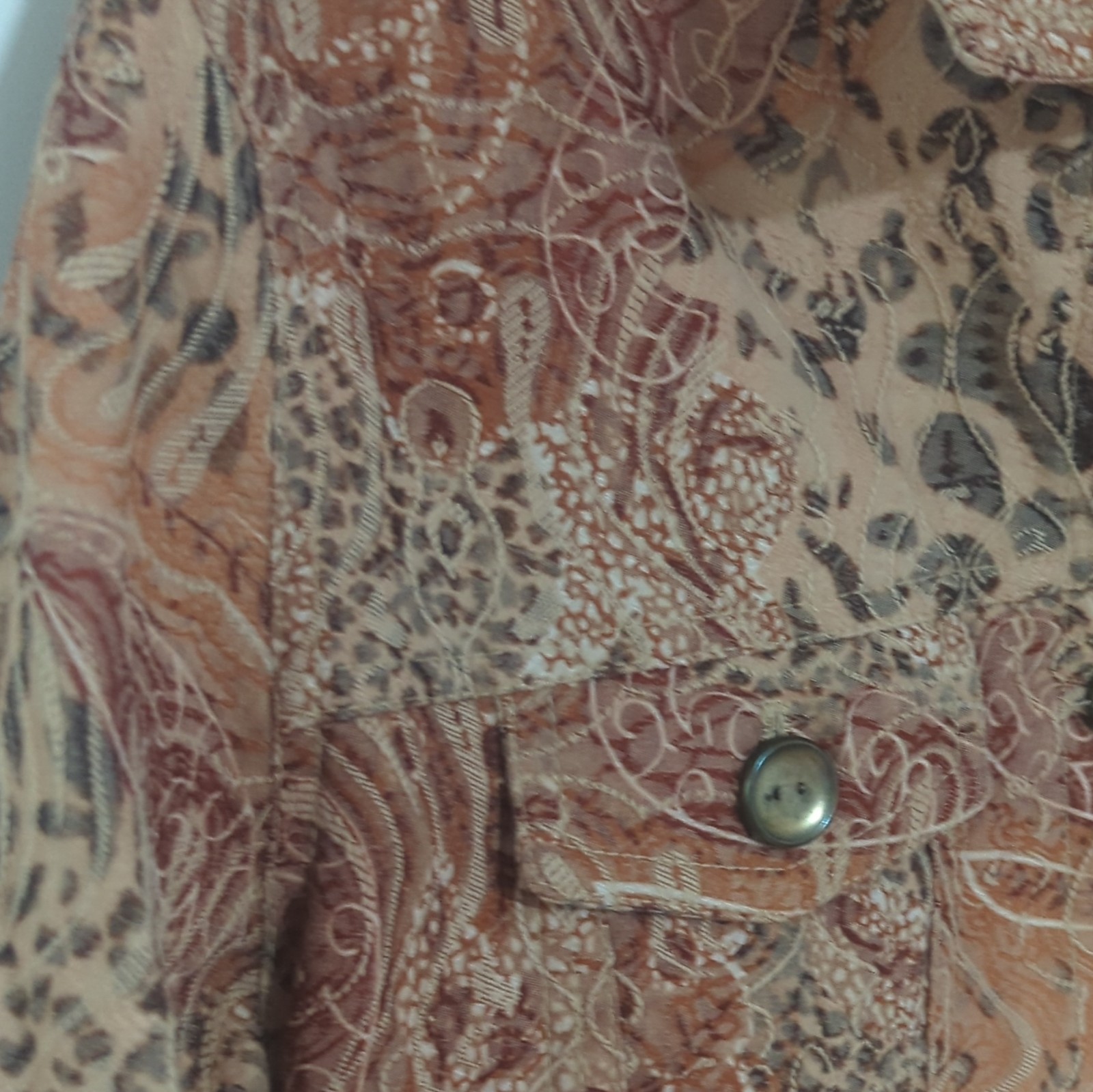 Analogy Womens Brown Animal Print Collared Button-Up Long Sleeve Top M