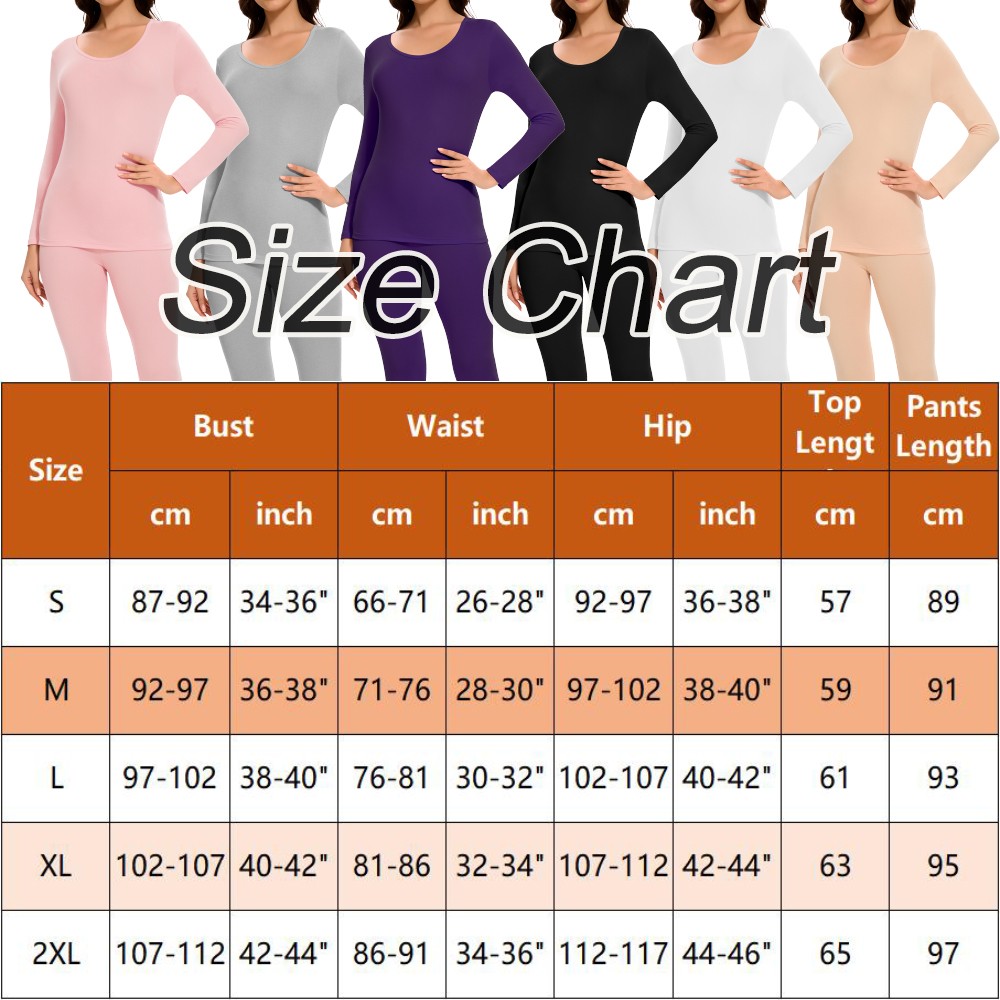 Women Thermal Underwear Long Johns Top Bottom Set Pants Base Layer Winter Warm