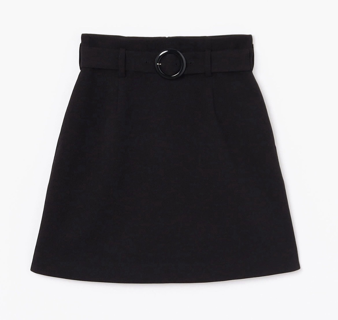 New agnés b Paris Mini Skirt + Belt 34 XS High Waist Pockets Lined Stretch Crepe