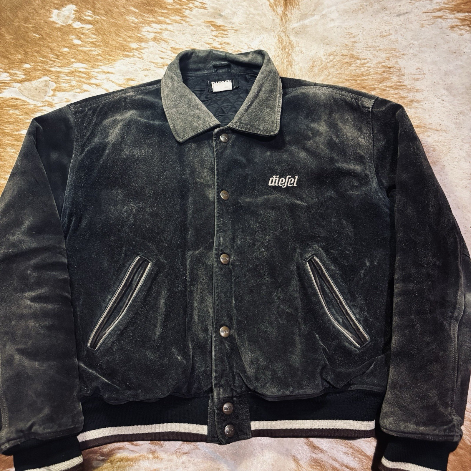 Diesel Suede Bomber Jacket Old German Size L Excellent Condition
