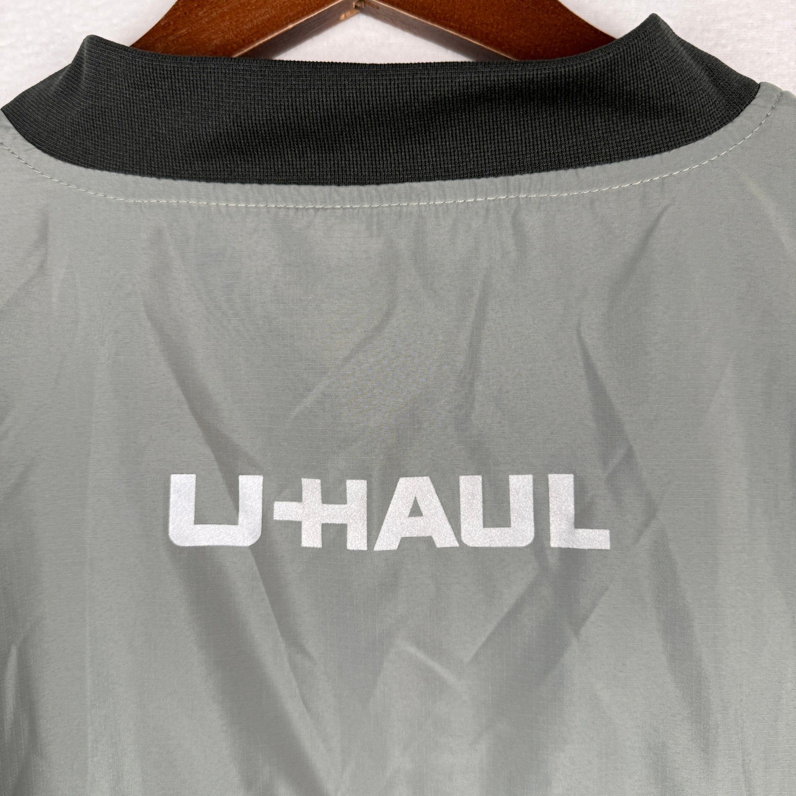 U-Haul Windbreaker Jacket Mens Large Gray Black Full Zip Embroidered Logo Truck